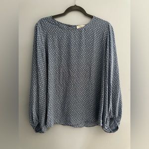 Loft Outlet blouse, light blue with white design, size medium